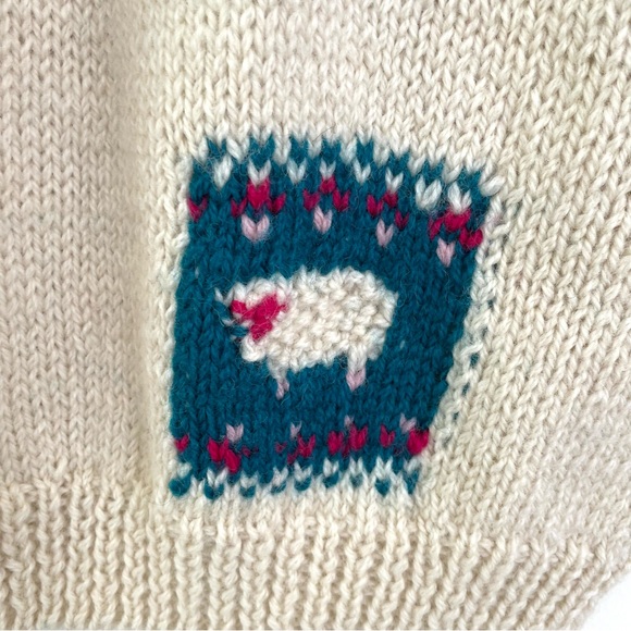 Vintage Lambswool Knit Vest w Sheep Lamb Detail M Medium Allen Solly England - Picture 4 of 8